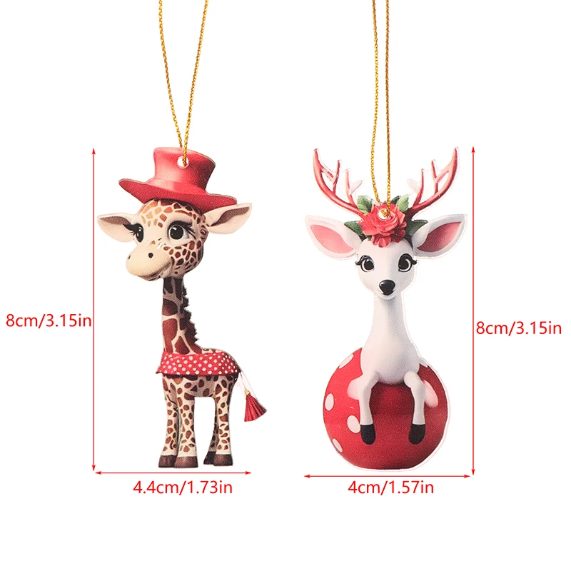 Christmas Modern Home Decoration Christmas Hanging Cartoon Giraffe Pattern Xmas Tree Hanging Car Hanging Festive