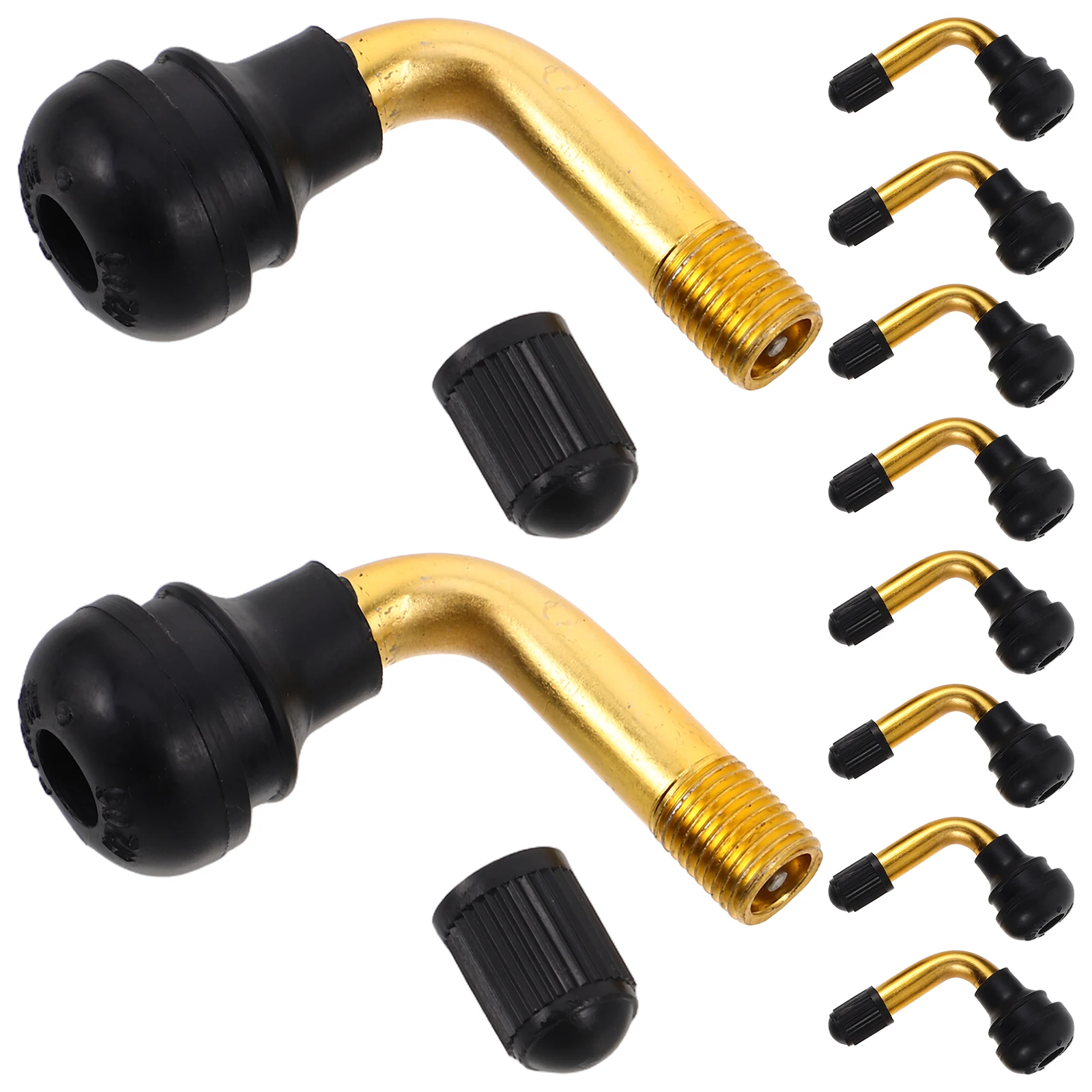 

10pcs Vacuum Tire Valve Stem Copper Tubeless Valves Motorbike Stems Right Angle Car Motorcycle Truck RV Trailers Beach Cart