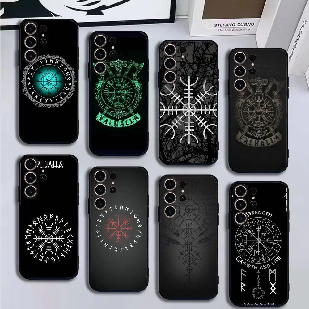

V-Viking Vegvisir Logo Phone Case For SamsungS25,24,21,22,23,30,Ultra,20,Plus,Fe,Lite,Note,10,9,Soft Black Cover