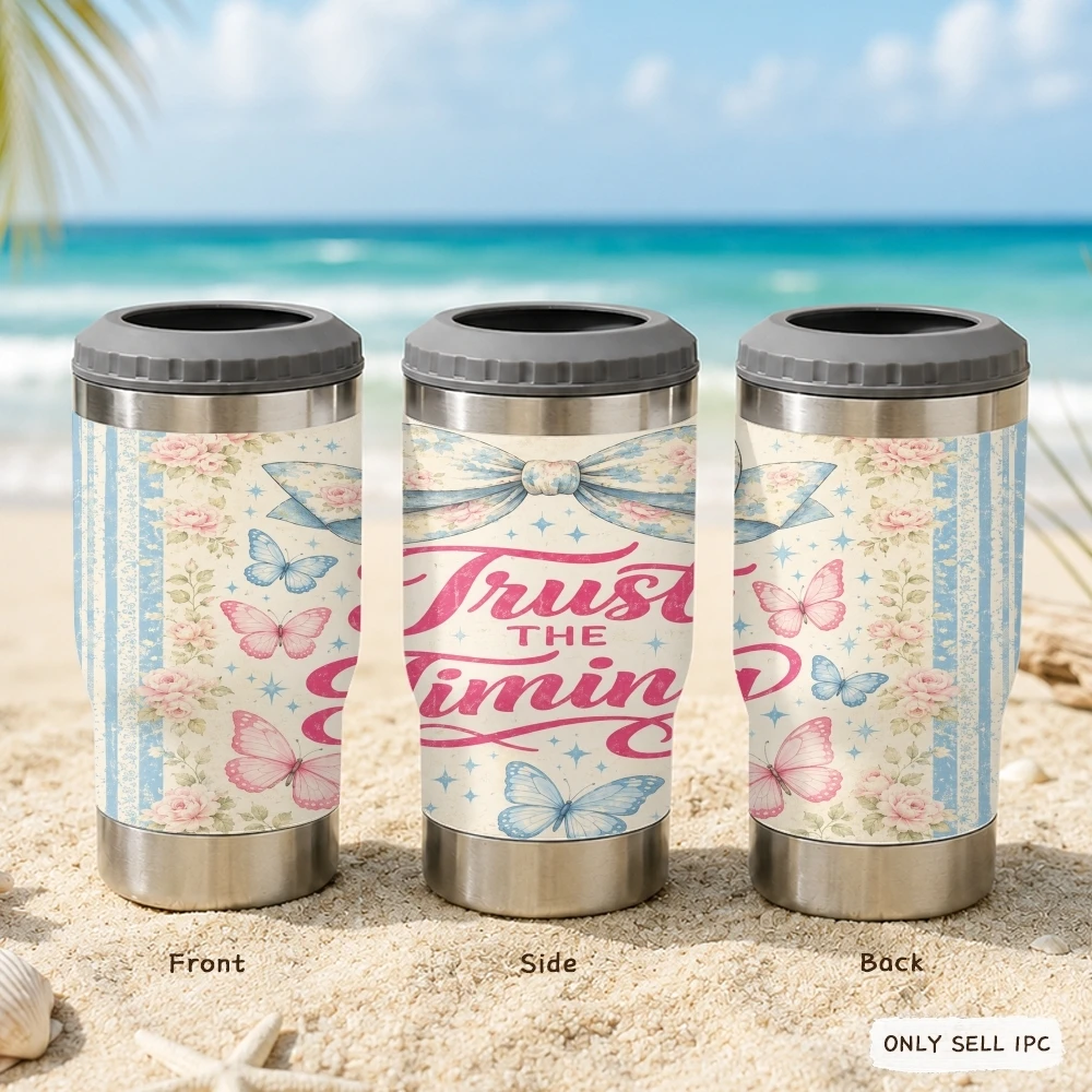 Inspirational Trust the Timing Vacuum Flasks Multi-Function Stainless Steel Cooler Insulated Double Wall Vacuum with Two-Way Lid