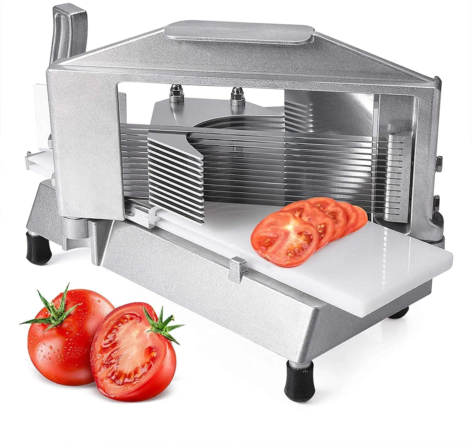 

Commercial Tomato Slicer 3/16 inch Heavy Duty Tomato Slicer Tomato Cutter with Built-in Cutting Board for Restaurant or Home Use