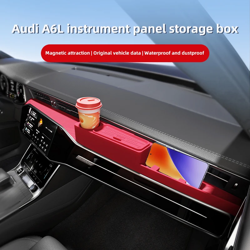 

For AUDI A6/A6L 2024 2025 Storage Box Center Armrest Hidden Box Cup Holder Organizer Interior Accessories