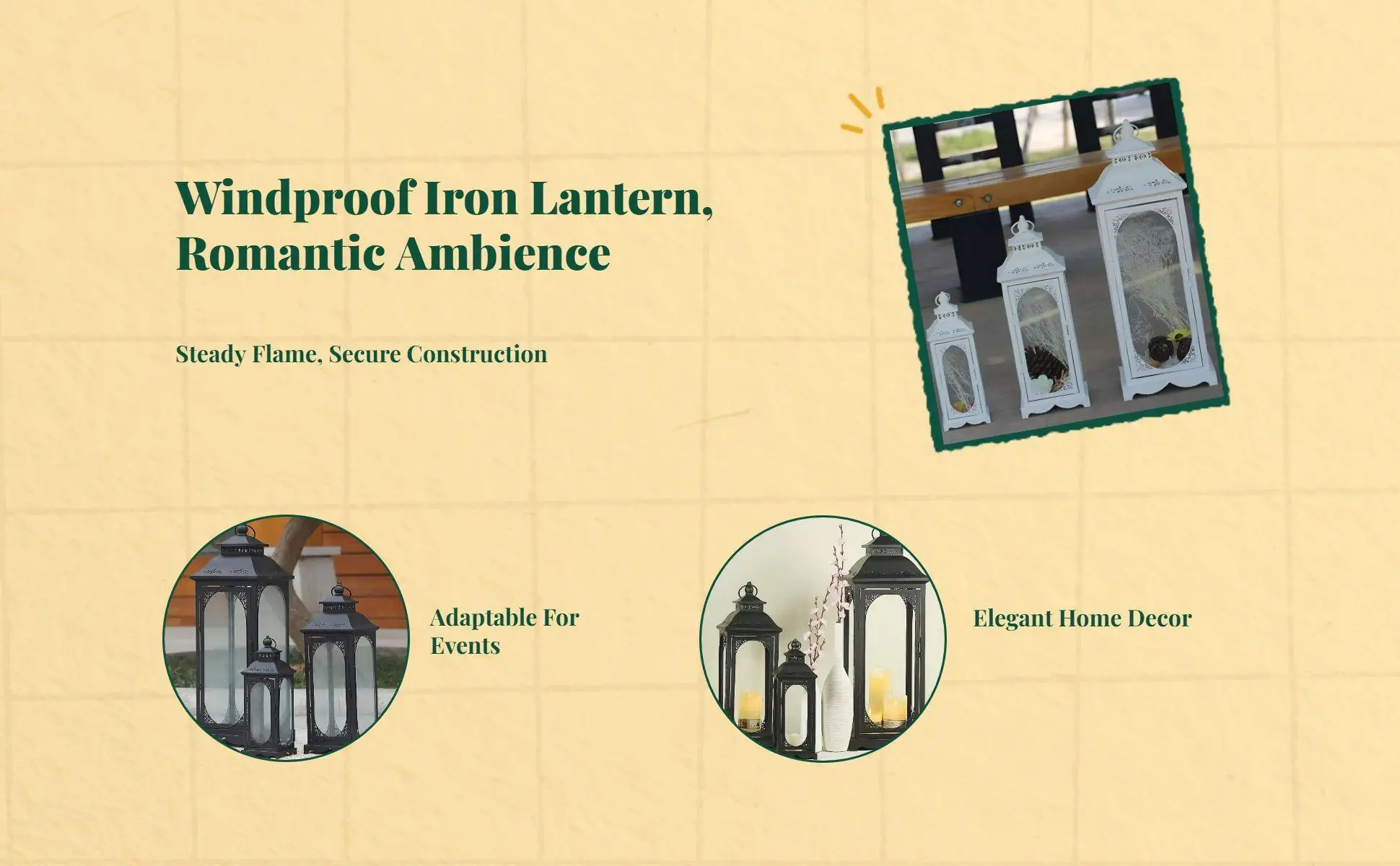 Elegant Iron Glass Candle Holder Windproof Floor Lantern Centerpiece for Restaurants Hotels Offices and Parties