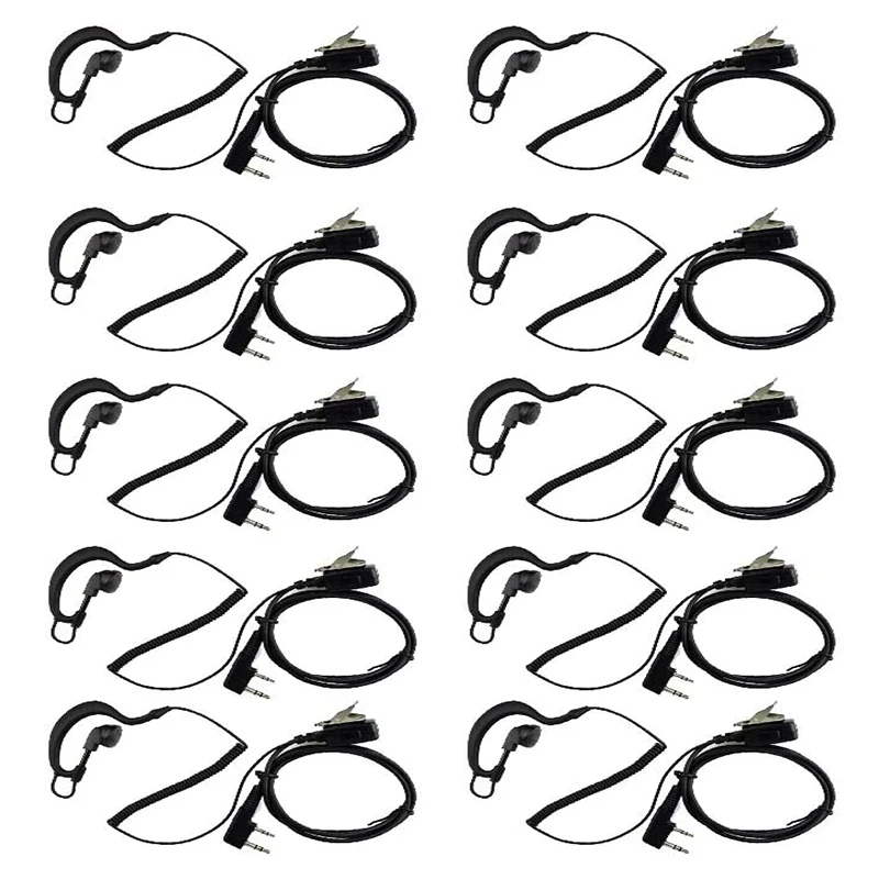 Walkie Talkied Earpiece G Shape Headset with Mic PTT for Kenwood TK-2107 TK-3107 BaoFeng Uv-5r Headset Bf-888s 2 Way Radio 10PCS