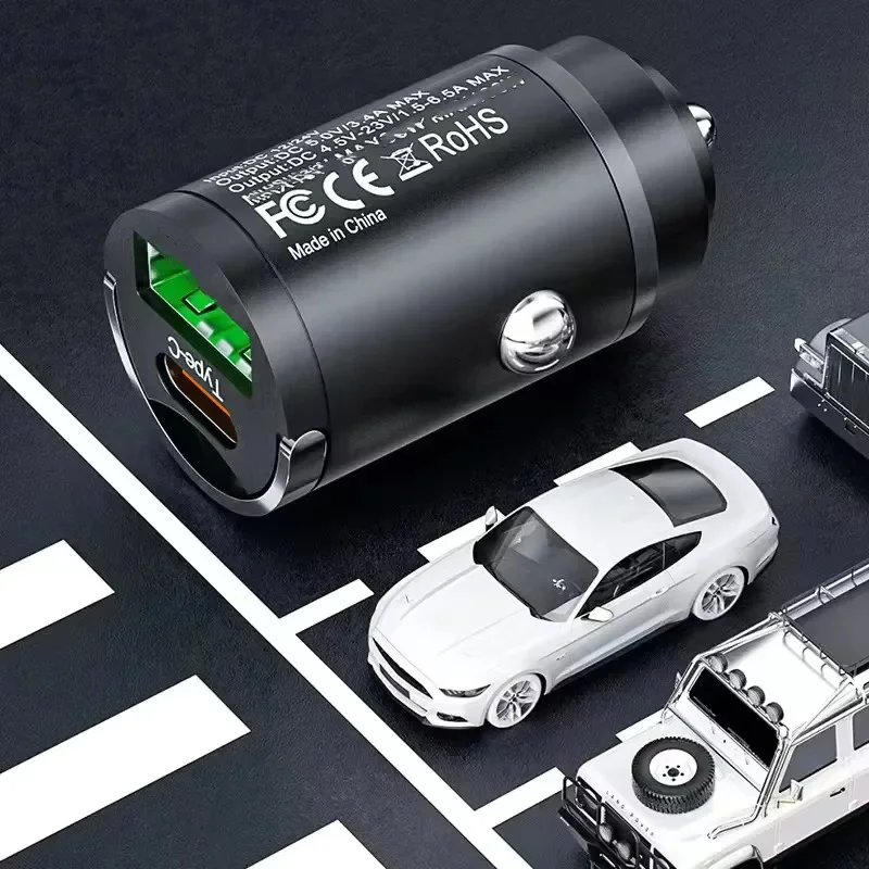 200/100W USB C Quick Charge Pull Ring Fast Charging Mini Car Charger USB Phone Adapter For IPhone Xiaomi Samsung Huawei WORLDKPI