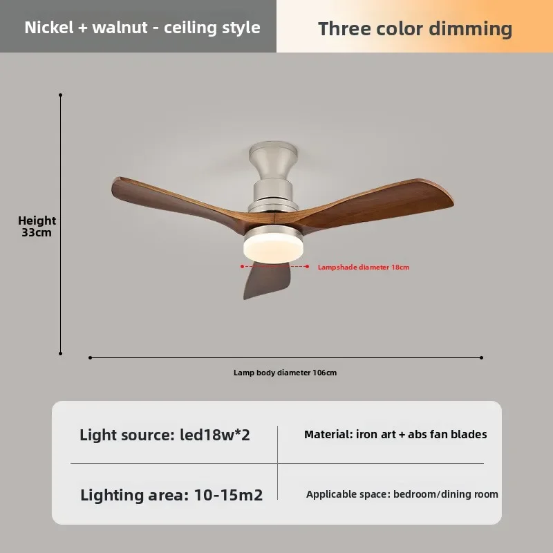 Medieval style, living room fan light retro American style, French home living room bedroom, dining room ceiling fan view 3