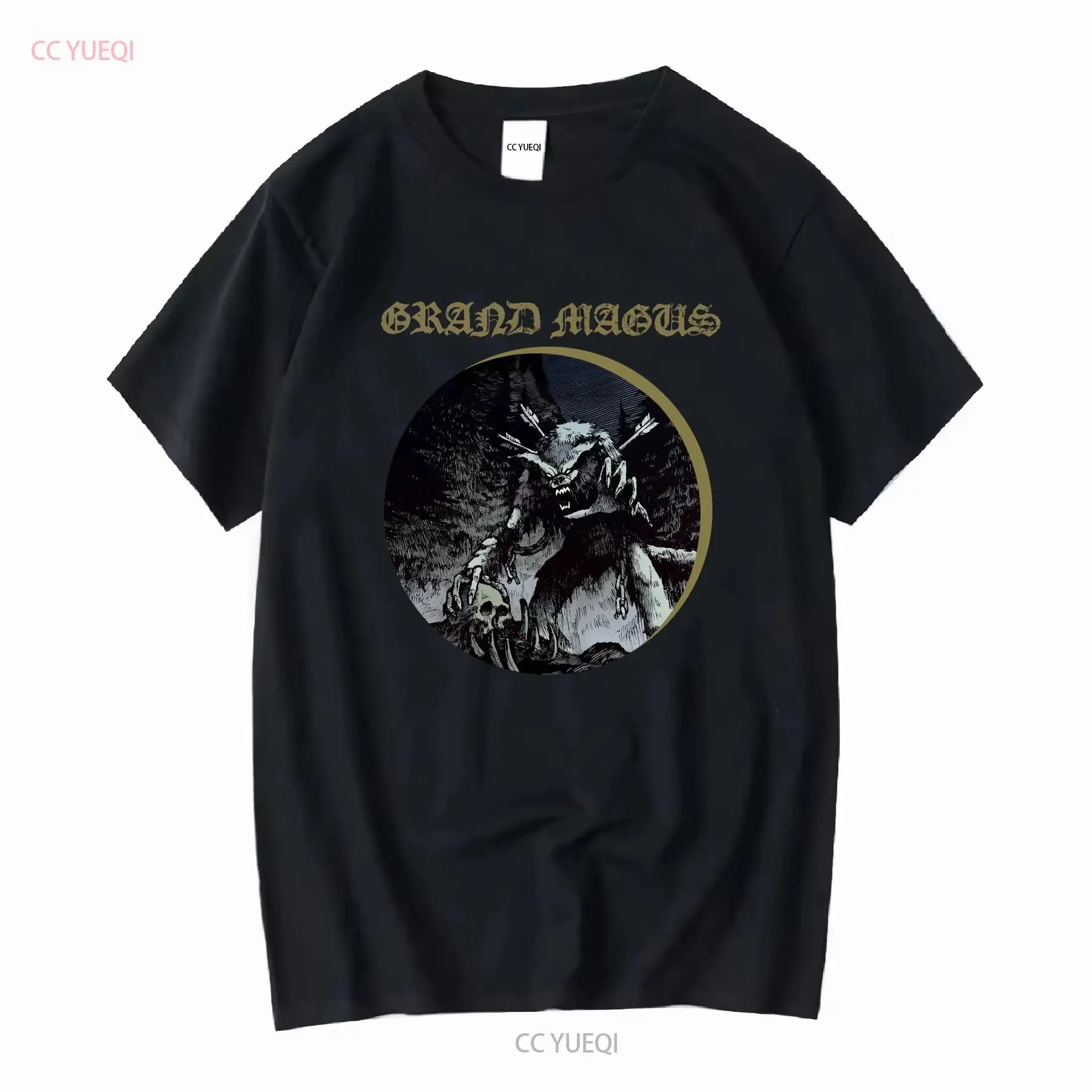 GRAND MAGUS WOLF GOD NUEVA CAMISETA NEGRA de manga larga o corta vintage Ropa de diseñador lavada Gráfico unisex elegante