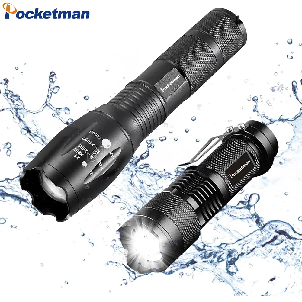 

1-2 PCS Powerful LED Flashlight Zoomable Torch Tactical Aluminium Alloy Flashlights Outdoor Emergency Light Torches