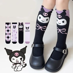 Длинные носки Kawaii Kuromi для девочек Мультяшные детские носки Kuromi среднего размера универсальные носки женские хлопковые носки подарок для девочек