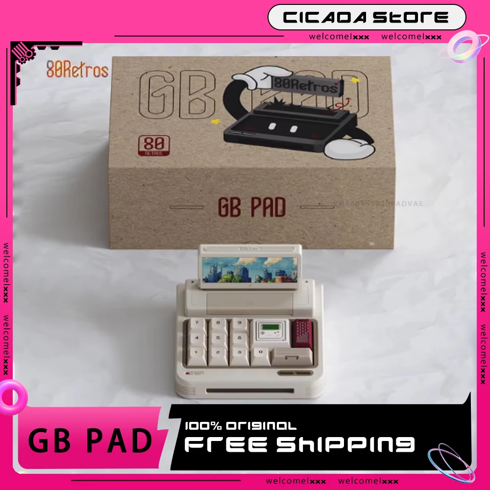 80Retros GB PAD Numpad Tri Mode Wirelss Mini Keyboard Custom Aluminium Retro Number Pad Hot Swap Gasket Support QMK PC Accessory