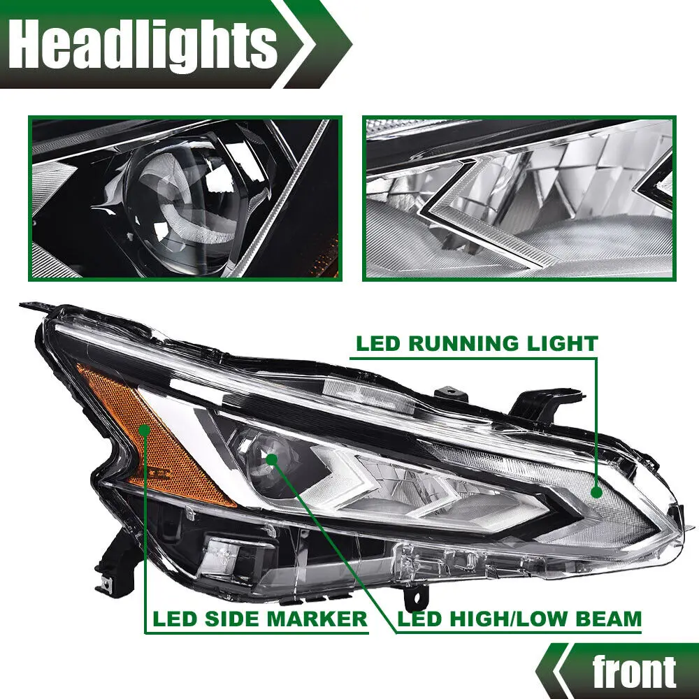 ل 2019-2021 نيسان ألتيما سيدان 2020 زوج LED المصابيح الأمامية المصابيح الأمامية الجمعية كروم واضح اليسار + الجانب الأيمن الجبهة مصباح مقاوم للماء #6