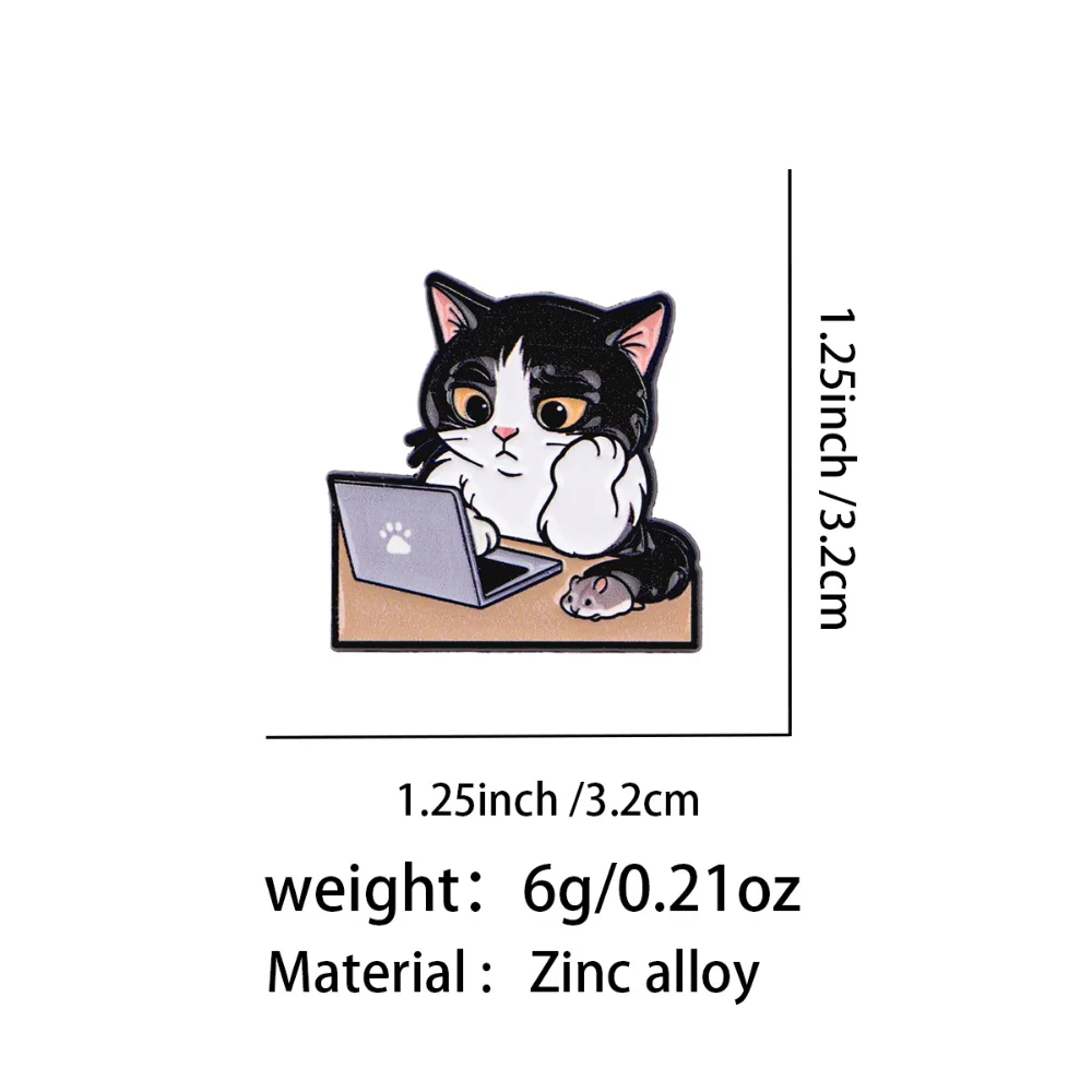 Worker's Life Badge Fishing Cow Cat Money Hamster Enamel Brooch Workplace Stress Relieving Bags Clothes Accessories