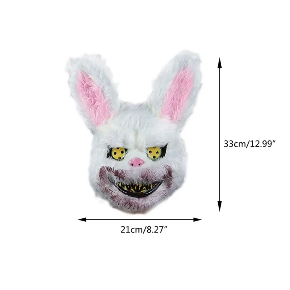 Halloween Scary Mask Bear Rabbit Bunny Mask, Bloody Plush Head Mask, Cosplay Costume Props Halloween Party Red Brown Black