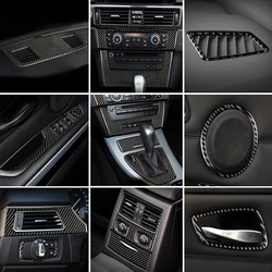 Carbon Fiber For BMW 3 Series E90 E92 E93 Inner Gearshift Air Conditioning CD Panel Door Armrest Cover Trim Sticker Accessories
