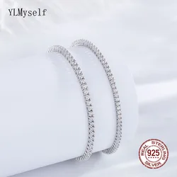 Real Silver 1.75mm/1.5mm White Cubic zircon Fine Jewelry Wedding Gift 15-20CM Pure 925 Silver Tennis Bracelet for Women