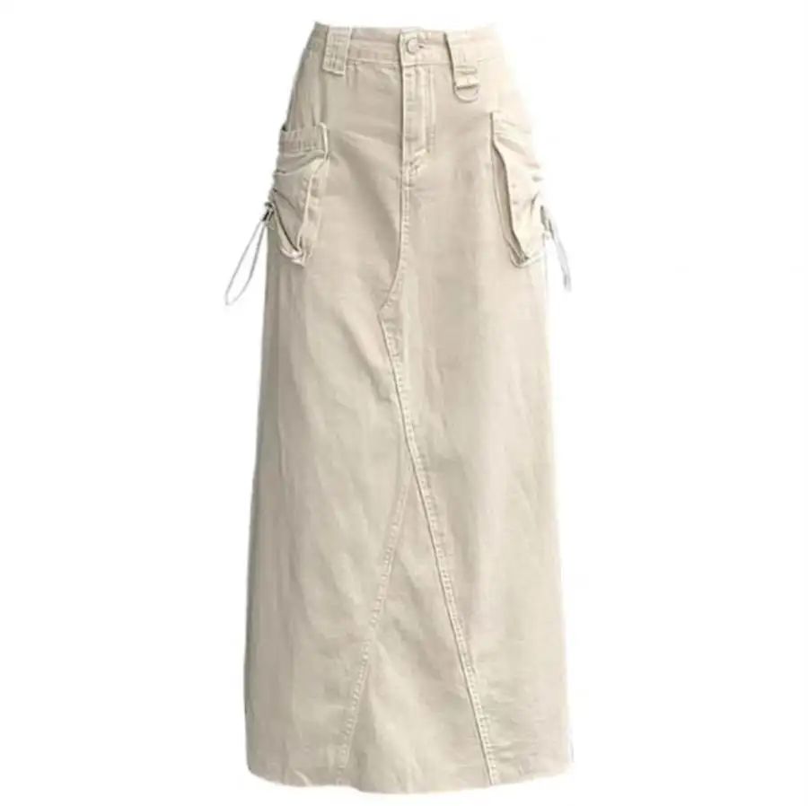 Extra Large Size Women's Fashion Mid-Length Long Skirt with Pockets Slit Design for plus Size Ladies Stylish And Sexy