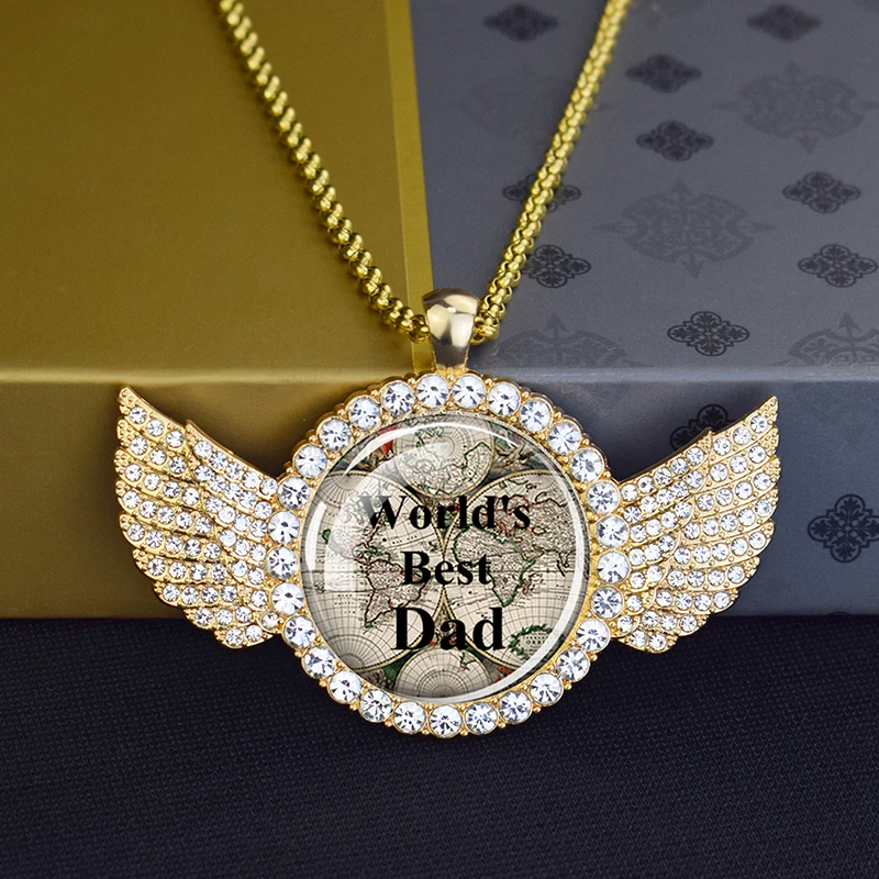 Подвеска Esspoc с надписью «Best Dad» в мире, стеклянное ожерелье с кабошоном для мужчин, аксессуары для подарка на день рождения