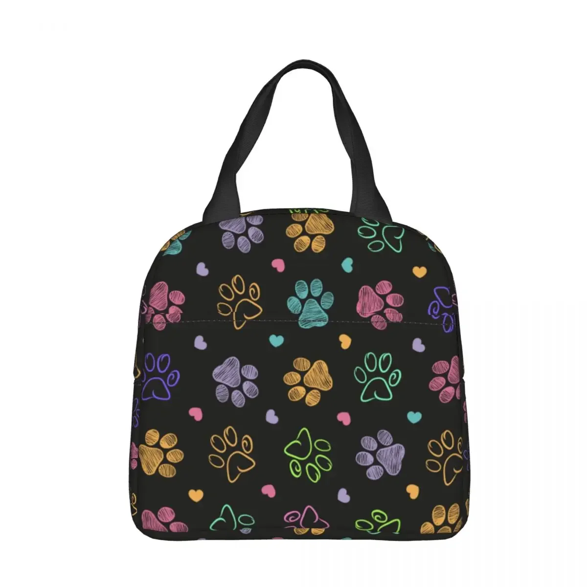 Colorful Dog Paw Cat Insulated Lunch Bags Thermal Bag Reusable High Capacity Lunch Box Tote for Men Women College Travel