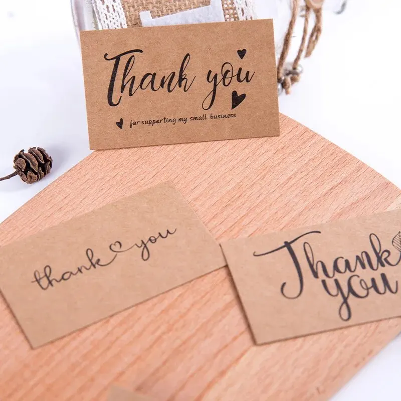 50pcs Kraft Paper Card Greeting Tags Thank You For Your Order For Small Shop Gift DIY Crafts Decoration Card For Small Business