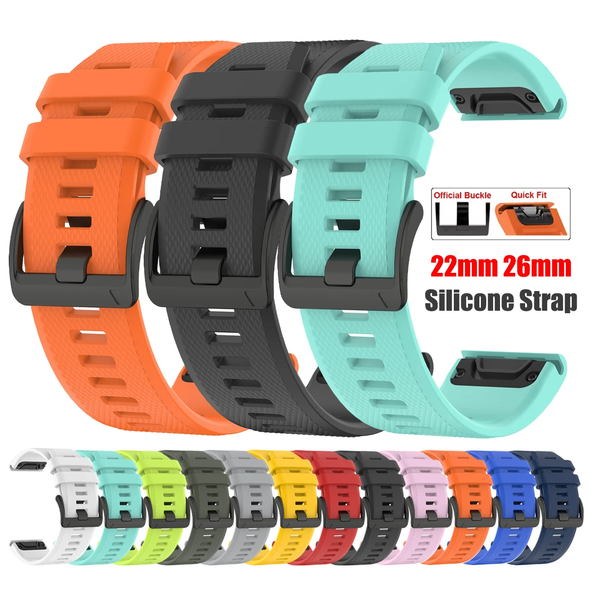 For Garmin Fenix 8 pro 47mm 51mm WatchBand 22mm 26mm Rubber Strap Fenix E 7 7X 6X 6 Pro/Instinct 3 2X/Epix Pro QuickFit Bracelet