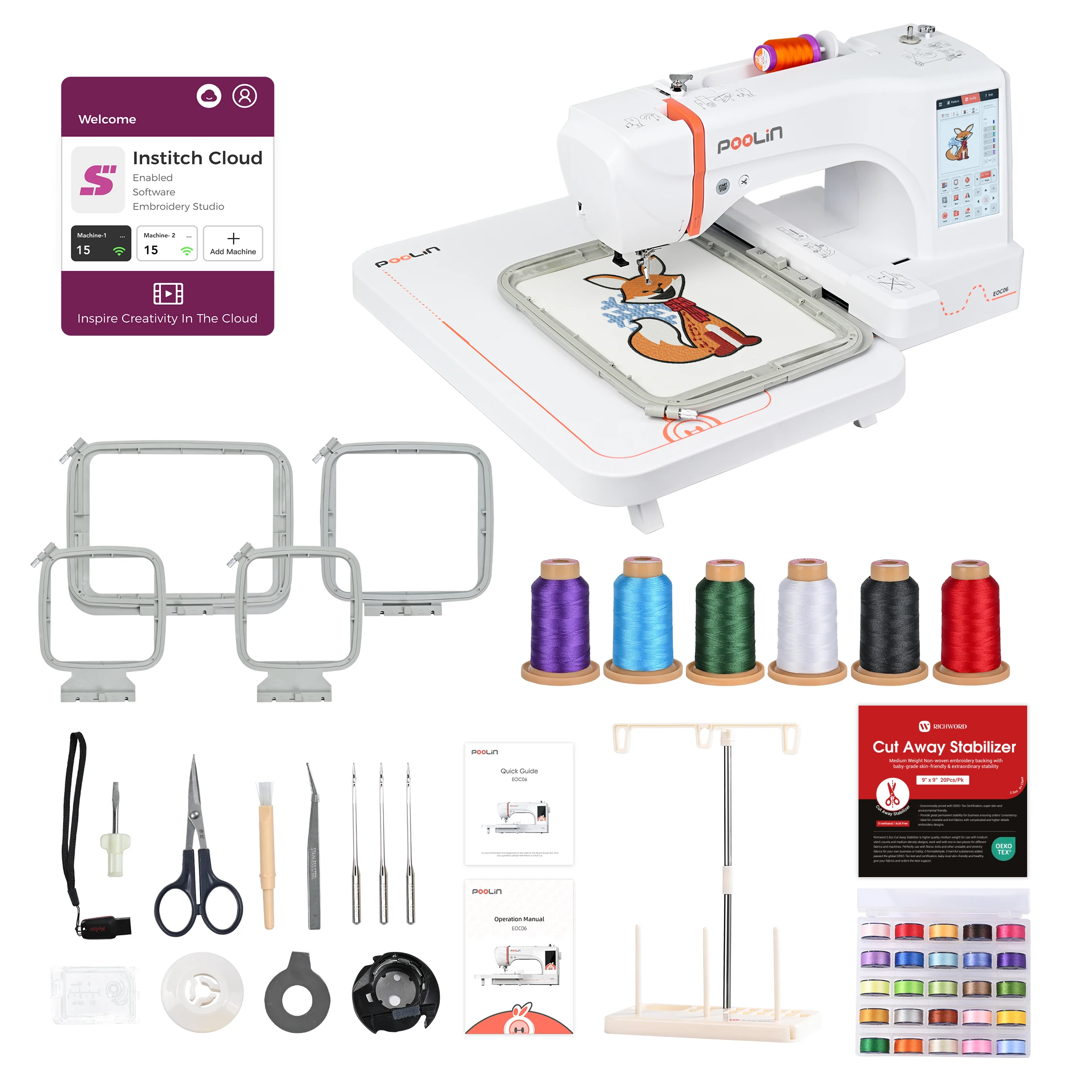POOLIN EOC06 Hot Selling Computerized Embroidery Machine Sewing and Embroidery Machine With Sew Smart LCd Recertified