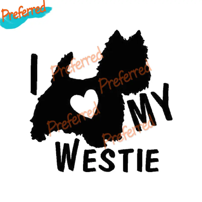 Надпись «I LOVE MY WESTIE Terrier», наклейка на все автомобили, ноутбуки, мотоциклетные шлемы, багажники, окна для серфинга, кемпера, бампер
