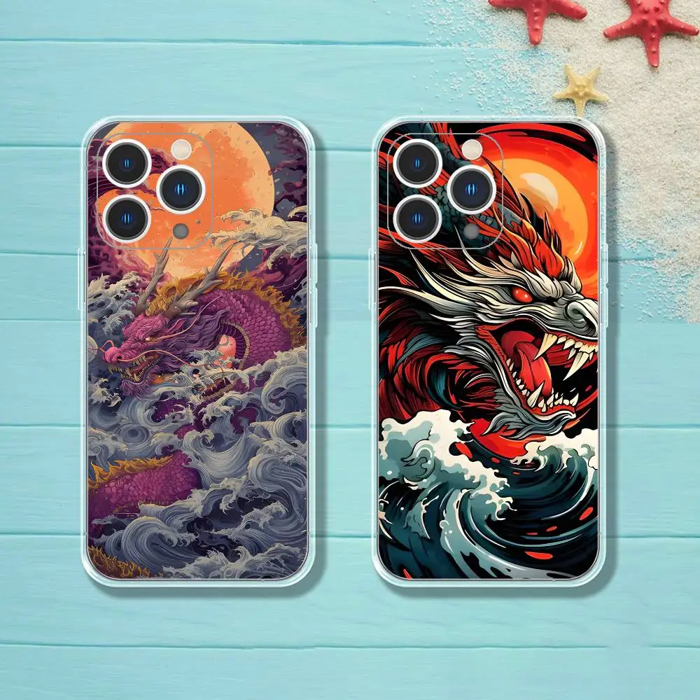 

Japan Dragon Phone Case iPhone 16 17 15 14 13 12 11 Pro Max Plus Mini Clear Full Back Cover Silicone Soft Shell