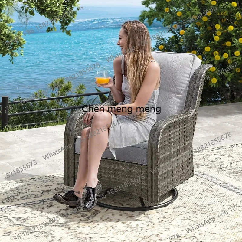 Pieces Outdoor Round Table and Chairs, Patio Furniture of 47 inch Round Table and 4 Swivel Rocker Chairs Wicker, Customized