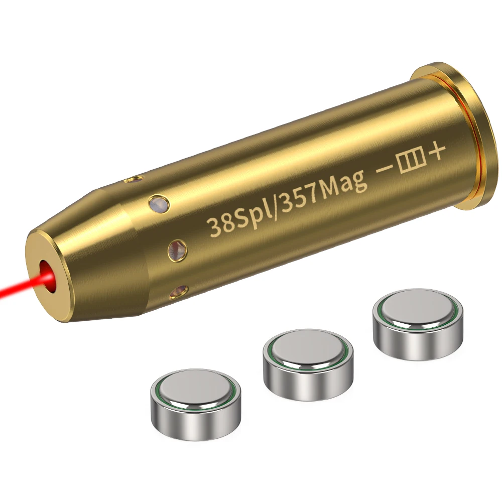 38SPL/357MAG Optics Cartridge Red Dot Laser Bore Brass 9MM Bore Boresighter For Pistol Rifle Scope Hunting Accessories 6 Batte