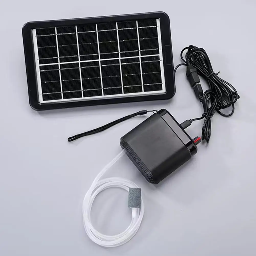 1pc Solar Oxygen Pump Large Capacity Lithium Battery Silent Usb Charging Aquarium Fish Tank Air Pump Aquarium Accessories