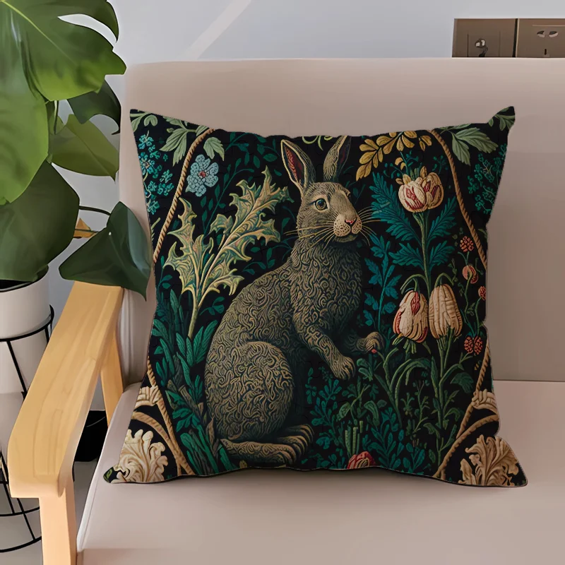 Rabbit Retro Decorative Pillowcases for Sofa Cushions Covers Pillowcase for Living Room Twin Size Bedding Cushion Cover Pillow