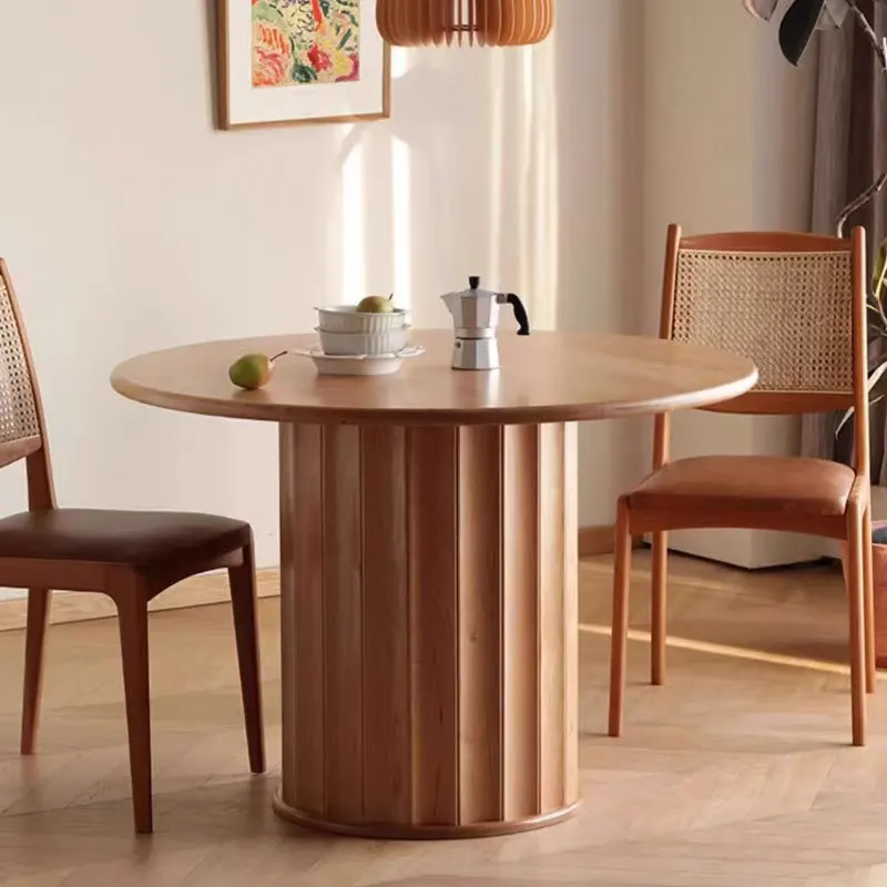 

Customizable North American solid wood round table Modern simple cherry wood dining table Small apartment