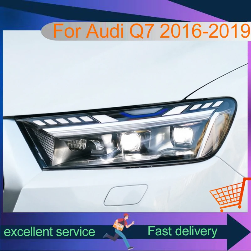 Car Parts For Audi 2016-2019 Q7 Modified Headlight Upgrade Daylight Full LED DRL Automotive Front Lamp Vehicles Accessories Tool