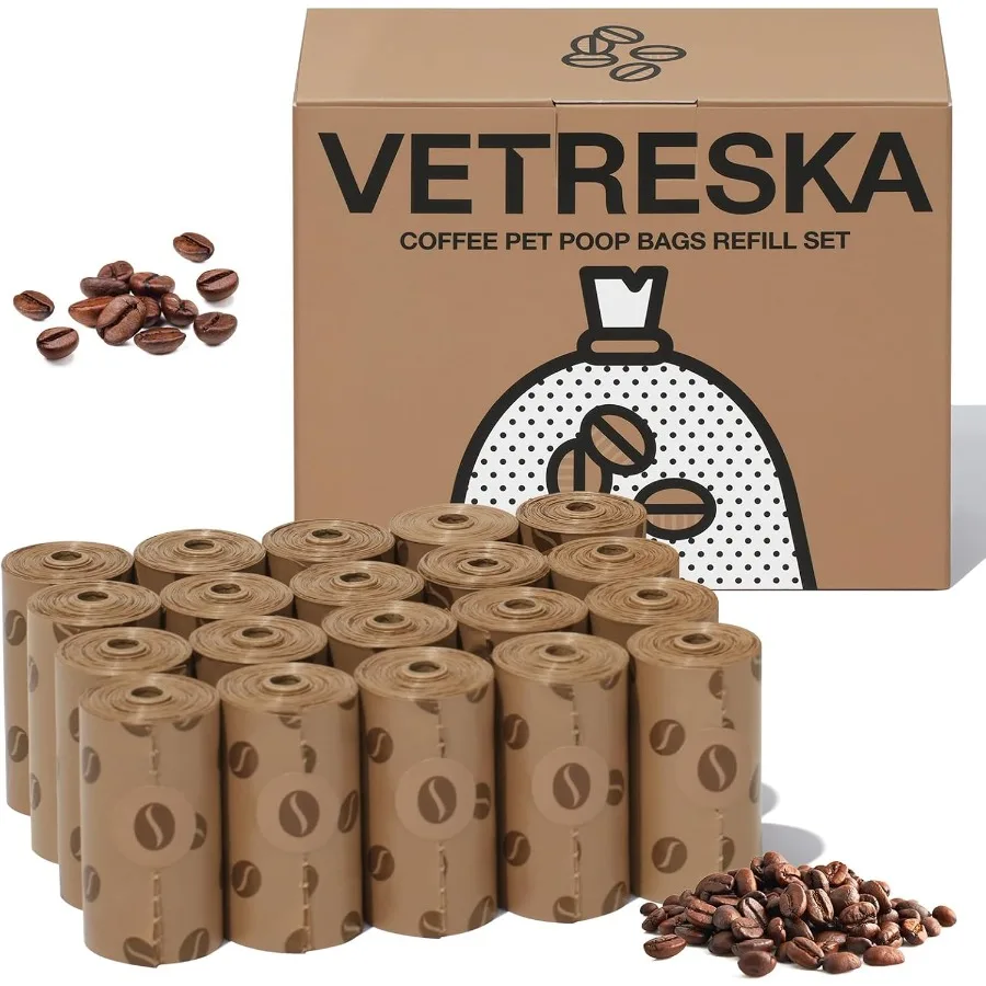 

Dog Poop Bags Coffee Scented Waste Bags Leak Proof Extra Thick and Large Dog Pet Bags for Dogs and Cats 300 Count 20 Refill Rol