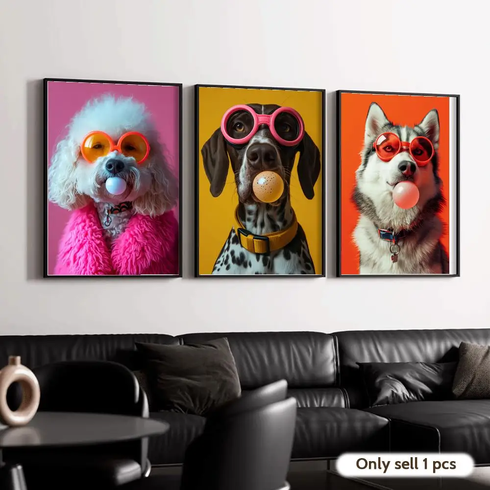 Fun Animal Bubble Gum Poster Decorative Wall Art Stickers Mural Photo Print for Home Living Room Hallway Decor
