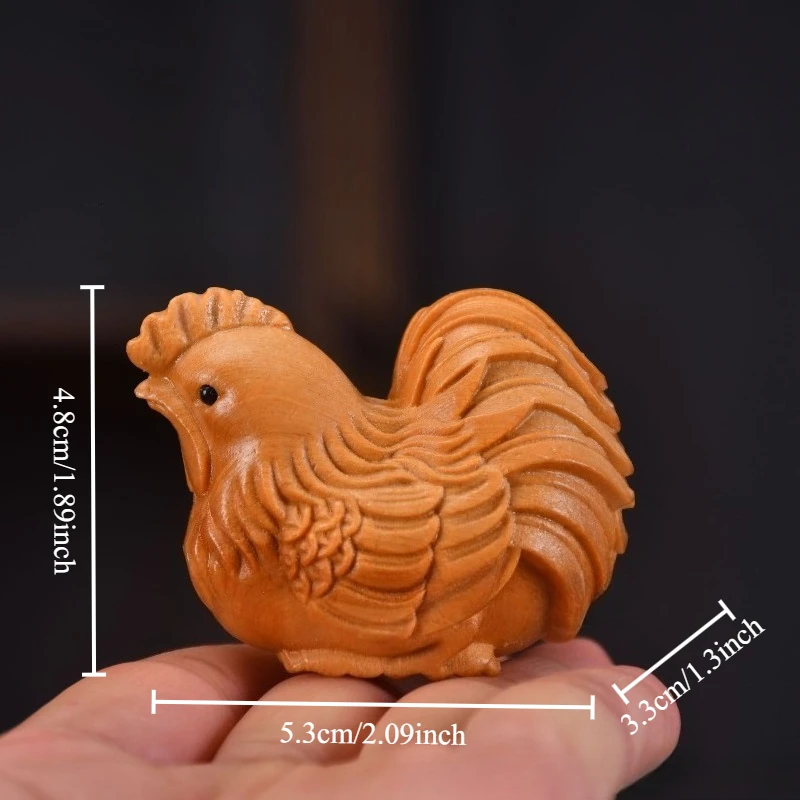 Hand Carved Rooster Sculpture Wood Artifact Festive Holiday Gift Collection Home Display Piece Handmade Wooden Chicken Figurines