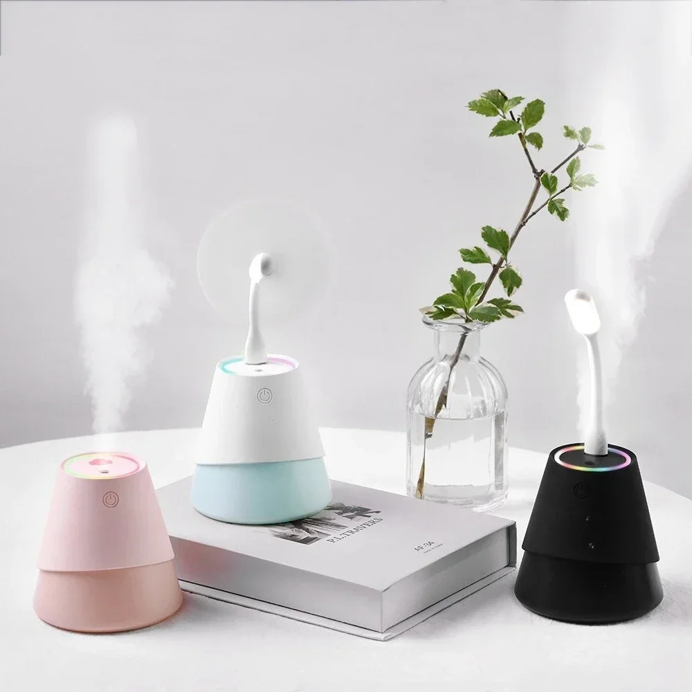 New usb mini iceberg humidifier cute pet night light big spray small fan household three-in-one silent