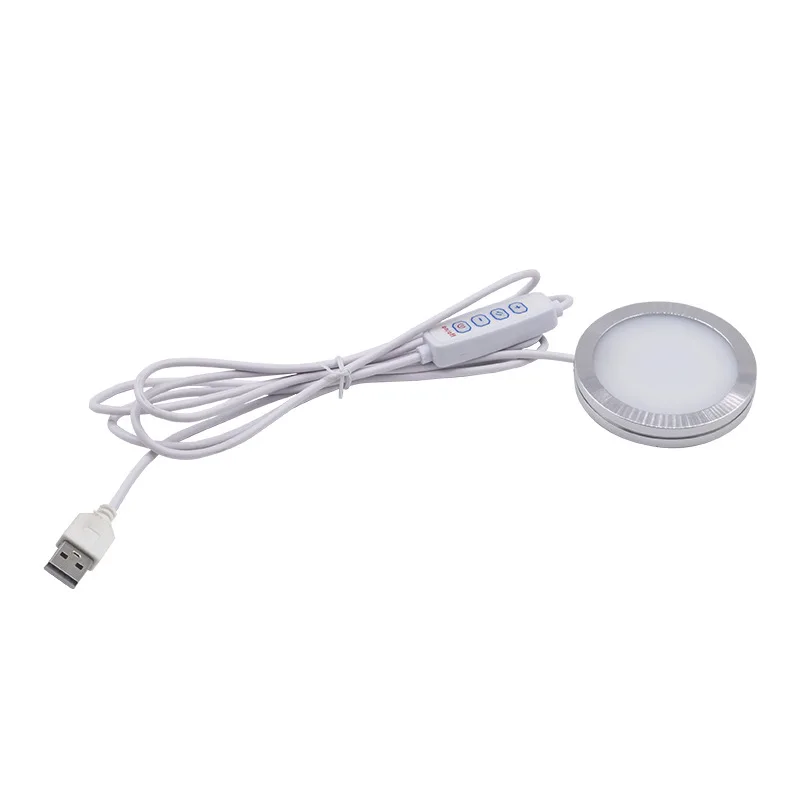 LED Spotlight USB 5V Ultra-thin Cabinet Lamp with 1.5M Dimmer Cable 2W Display jewelry led Spotlig White /neutral/ Warm Light