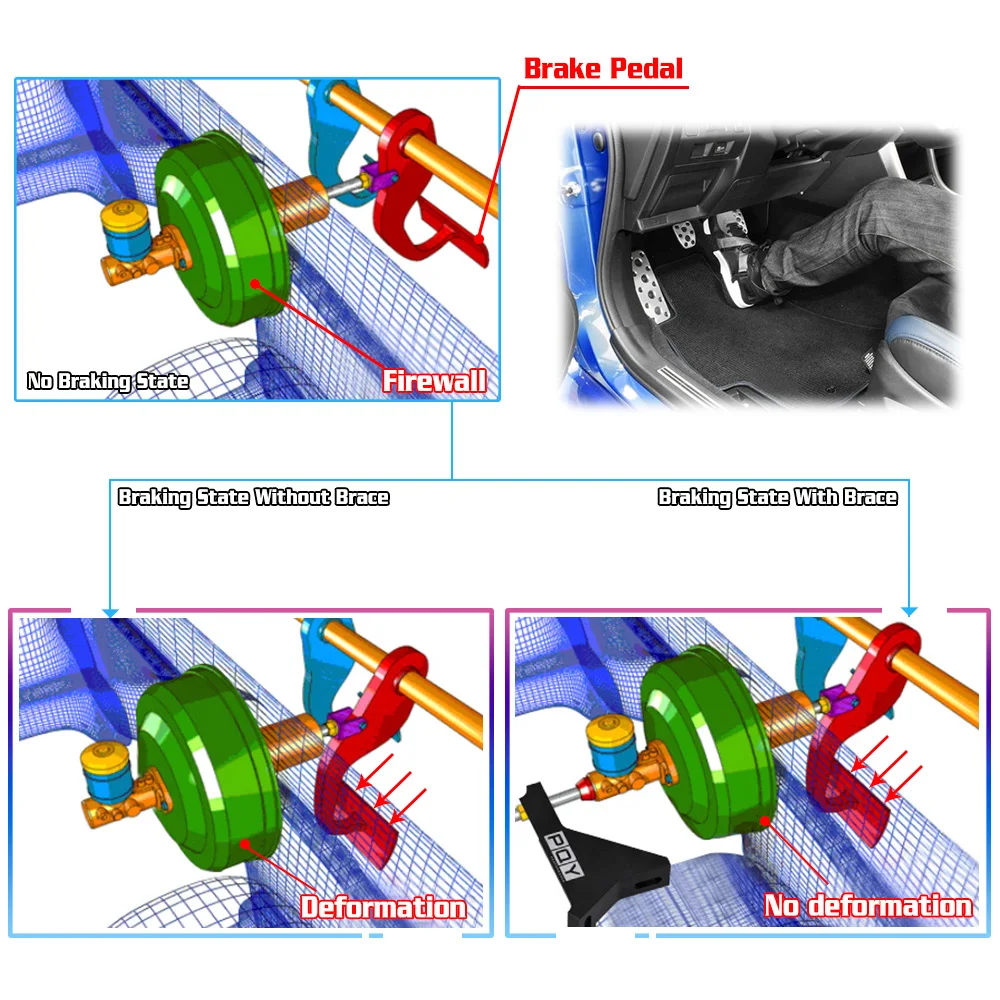 WLR - Master Cylinder Support Bracket Stiffen Brake Pedal Feel For 02-07 Subaru Impreza/RS/WRX/STI WLR-HBM02BK-QY