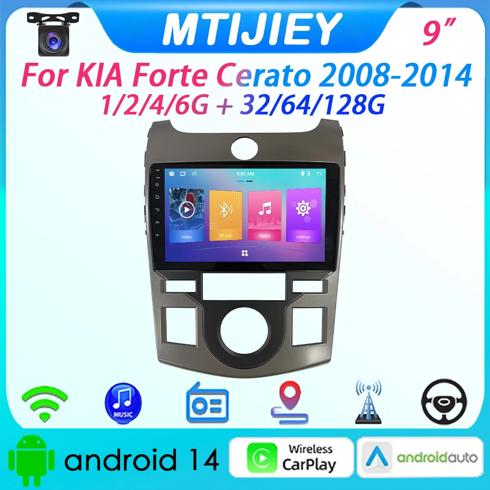 

[MTIJIEY] Android 14 Car Radio for KIA Forte Cerato 2008-2014 6+128G 9" Android Auto Carplay GPS Multimedia Player BT WIFI SWC