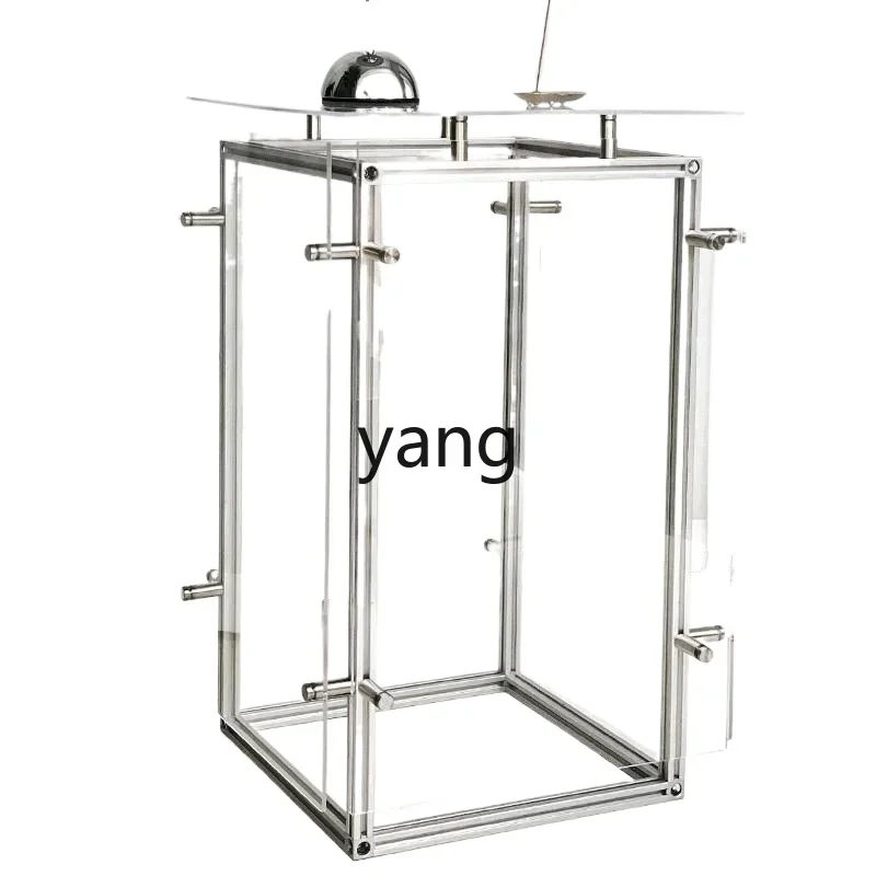 

YJQQ acrylic transparent sofa side cabinet living room home bedroom bedside table aluminum display shelf