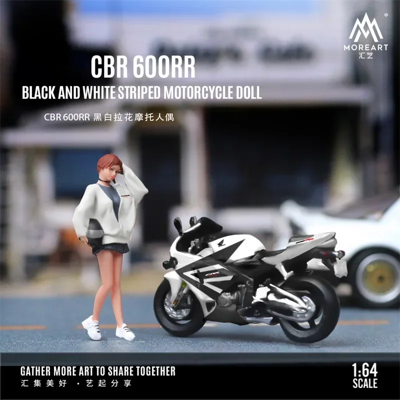 MoreArt 1:64 CBR 600RR Set di figure di moto in bianco e nero