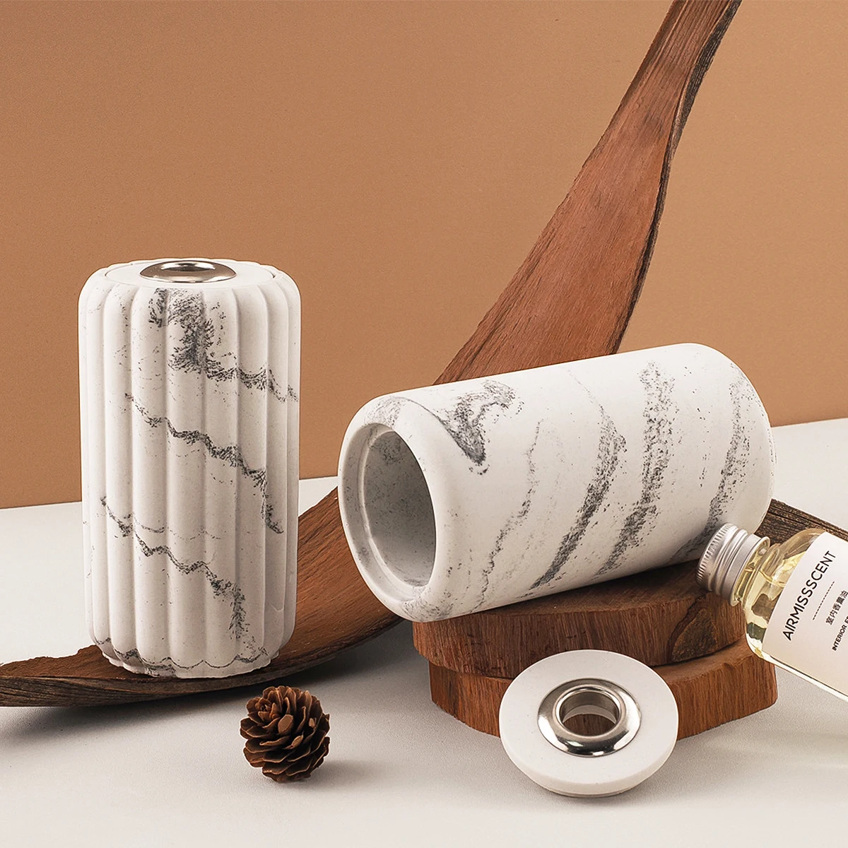 Cylindrical Aromatherapy Vase Mold Stripe Style Aromatherapy Volatile Container Incense Jar Silicone Mold DIY Handmade Home Deco