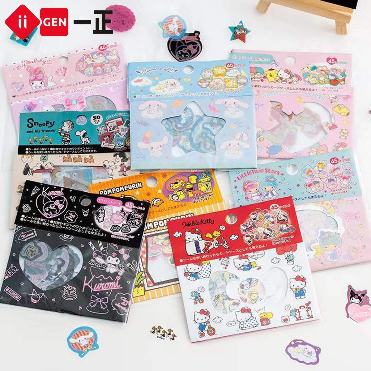 45Pcs Sanrio Cute Kawaii Cartoon Stickers PVC Anime Stickers Decal for Laptop Water Bottle Phones Guitars Gifts for Kids Girls