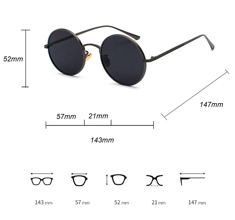JNPCXI Vintage-Sonnenbrille für Herren, Damen, Retro-Punk-Stil, runder Metallrahmen, bunte Gläser, modische Sonnenbrille, Gafas Sol Mujer. – Detail 1