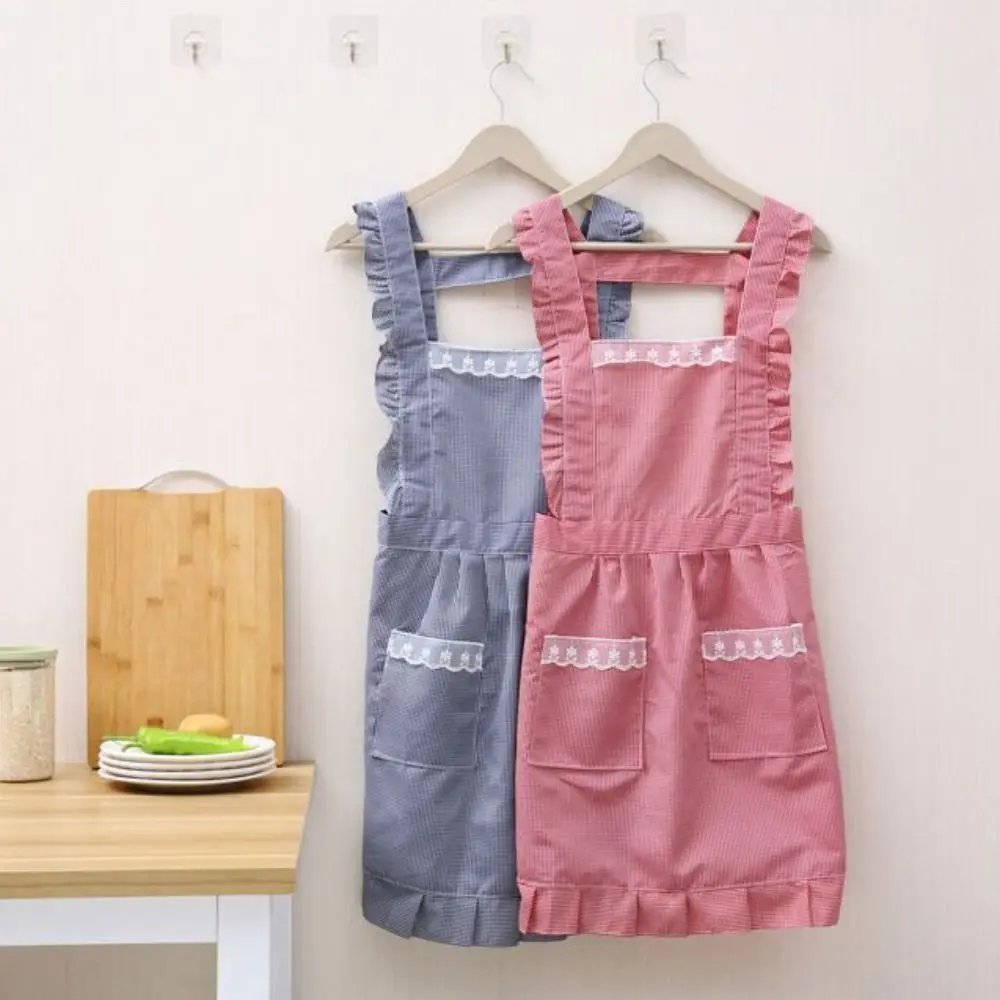 Cute Pink Princess Skirt Apron Lovely Ladies Lace Breathable Apron Wear-Resistant Kitchen Work Clothes