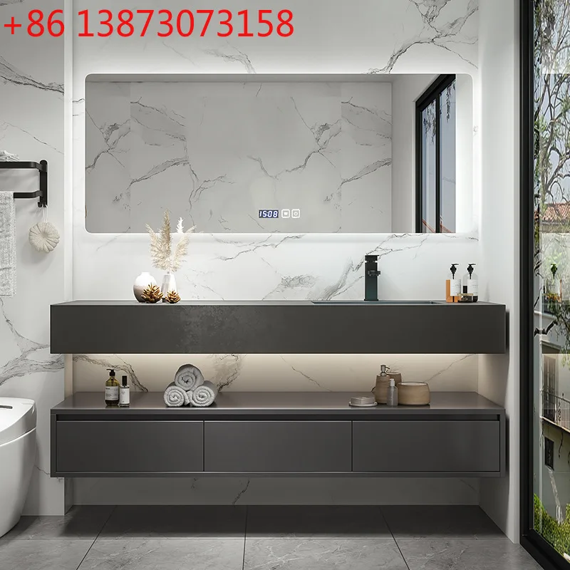 Rock slab integrated basin wash basin minimalist modern bathroom cabinet combination toilet washstand washbasin bathroom