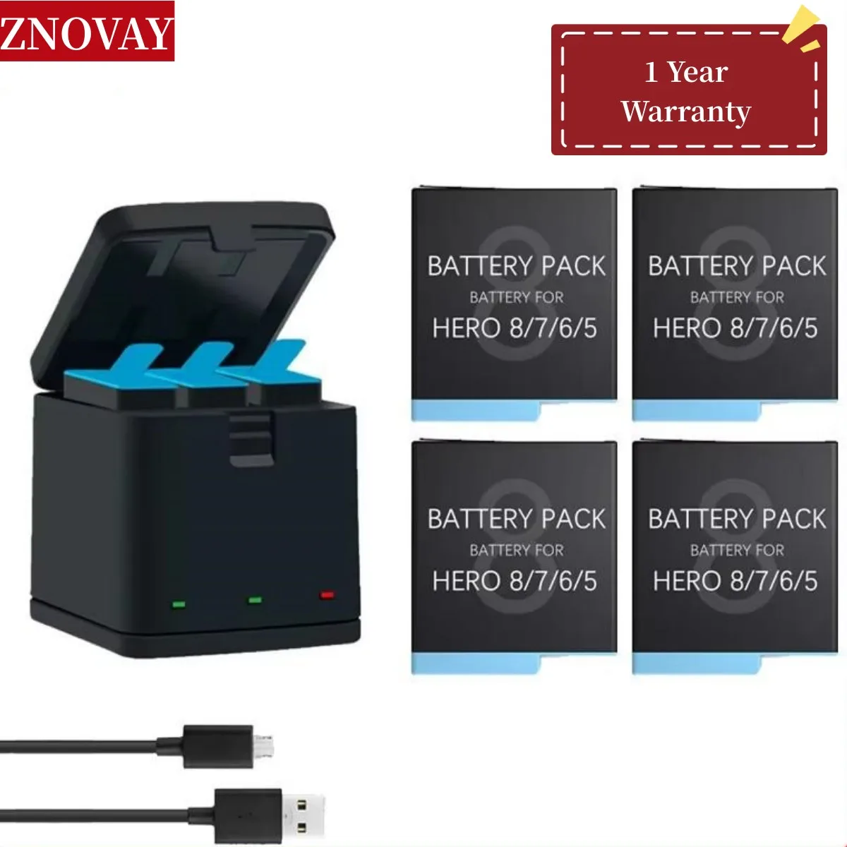 

1220mAh Battery for GoPro Hero 7 hero 6 hero 5 Black Battery or Triple Charger for Go Pro Hero7 6 hero5 Black camera battery