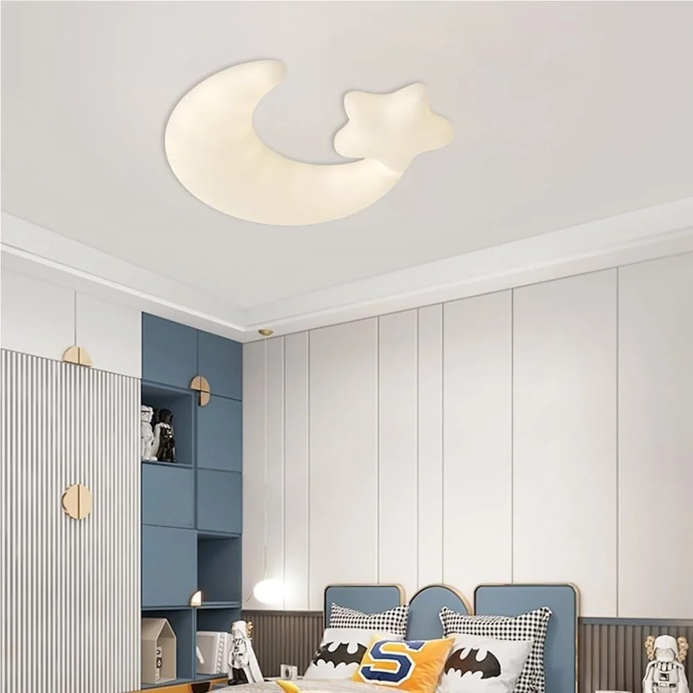 Luz de teto embutida LED em forma de crescente, regulável para quarto de crianças, cozinha, sala de estar, corredor, berçário, branco, 18,9 polegadas