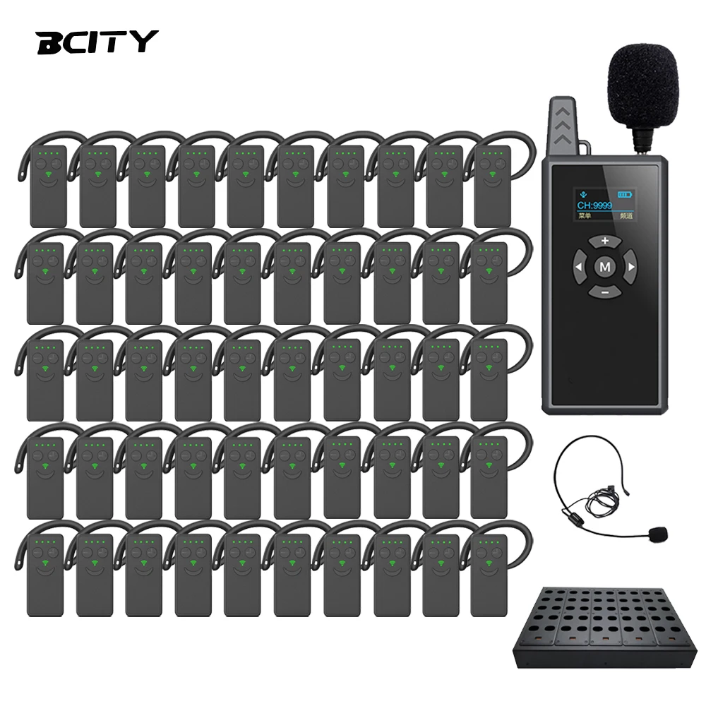 Wireless Tour Guide System 2.4G Non In-ear Design E105R Signal Indicator Light Battery Level Display